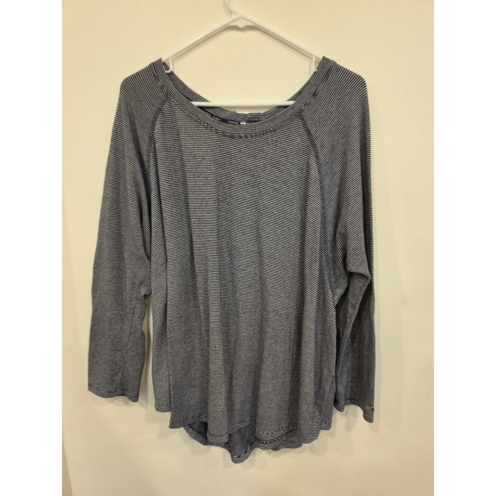 Tommy Hilfiger Women's Striped XXL Cozy Casual Relaxed Long Sleeve Scoop Neck
